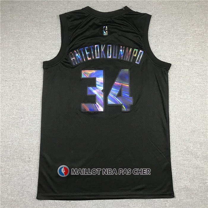 Maillot Milwaukee Bucks Giannis Antetokounmpo Iridescent Logo Noir